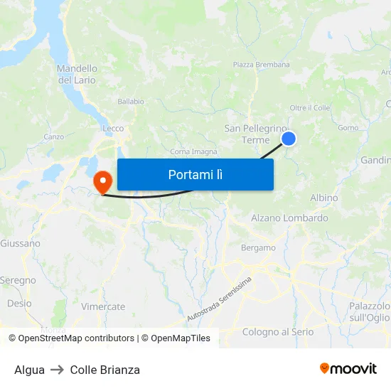 Algua to Colle Brianza map