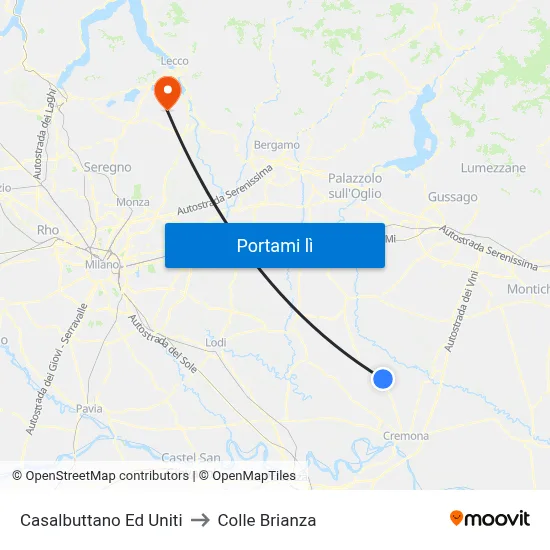 Casalbuttano Ed Uniti to Colle Brianza map