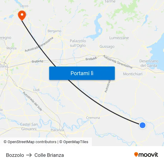 Bozzolo to Colle Brianza map
