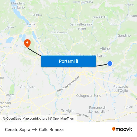 Cenate Sopra to Colle Brianza map