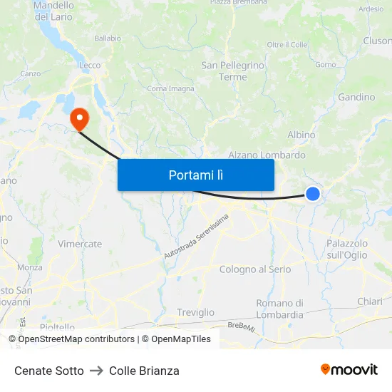 Cenate Sotto to Colle Brianza map