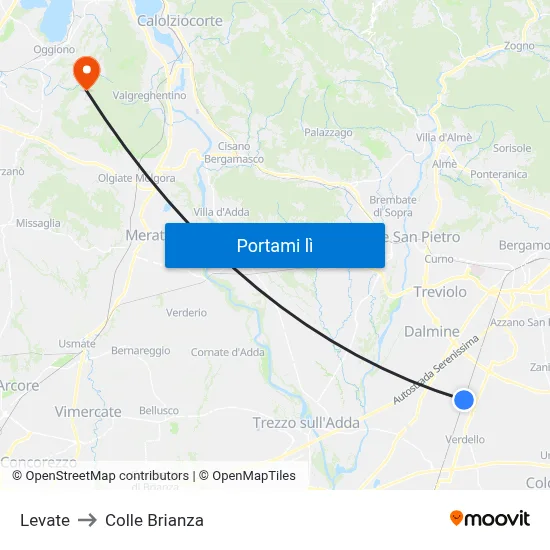 Levate to Colle Brianza map