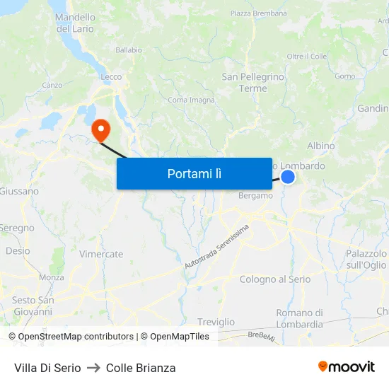 Villa Di Serio to Colle Brianza map