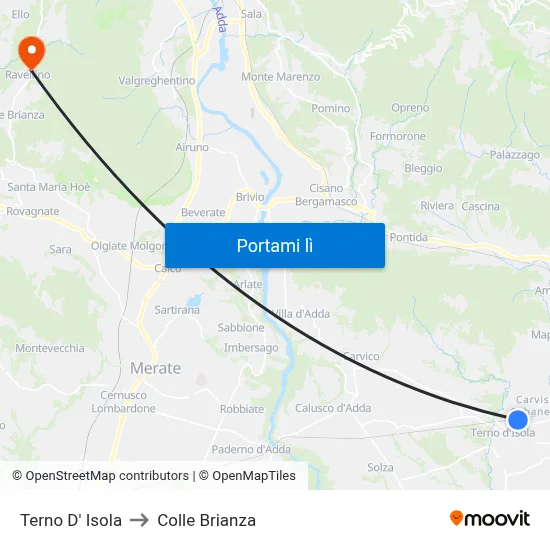 Terno D' Isola to Colle Brianza map