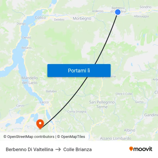 Berbenno Di Valtellina to Colle Brianza map