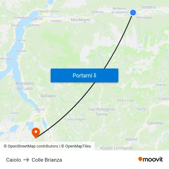 Caiolo to Colle Brianza map