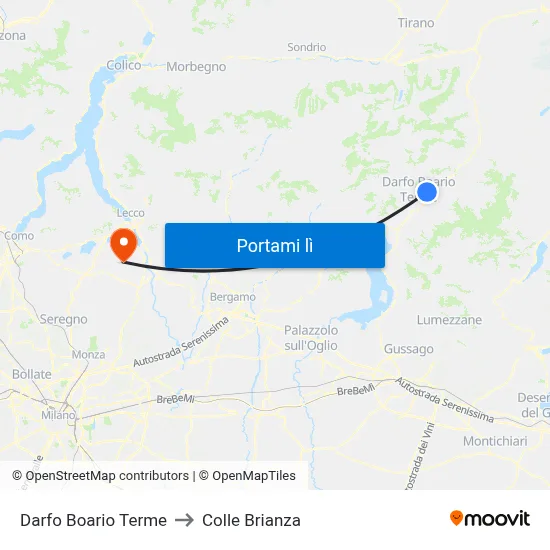 Darfo Boario Terme to Colle Brianza map