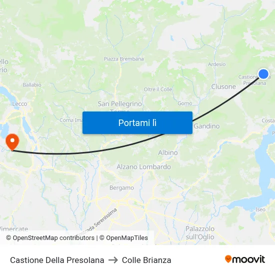 Castione Della Presolana to Colle Brianza map
