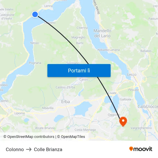 Colonno to Colle Brianza map