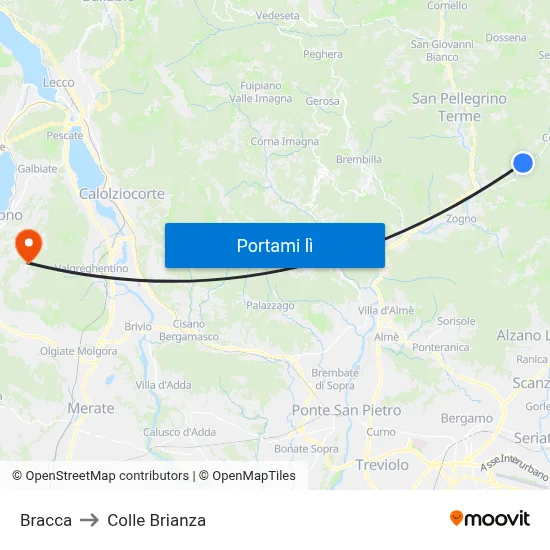 Bracca to Colle Brianza map
