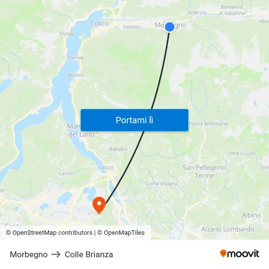Morbegno to Colle Brianza map