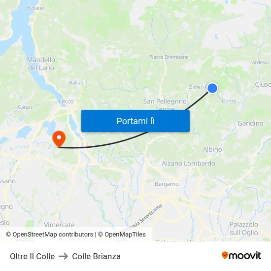Oltre Il Colle to Colle Brianza map