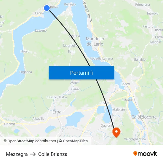 Mezzegra to Colle Brianza map