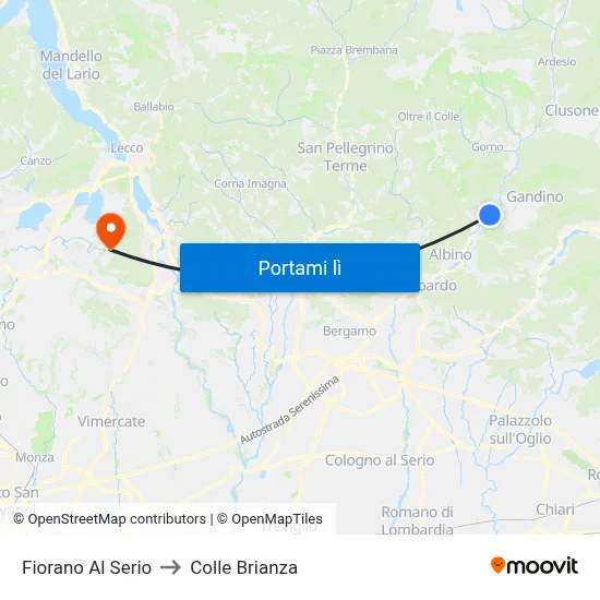 Fiorano Al Serio to Colle Brianza map