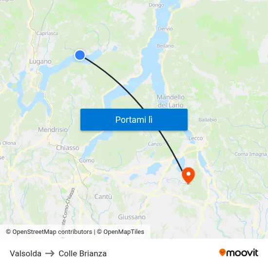 Valsolda to Colle Brianza map