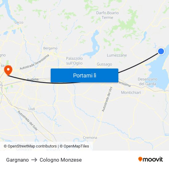 Gargnano to Cologno Monzese map