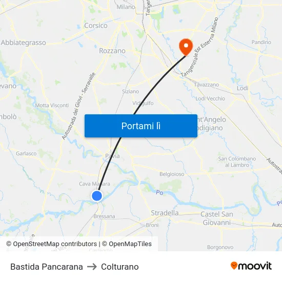 Bastida Pancarana to Colturano map