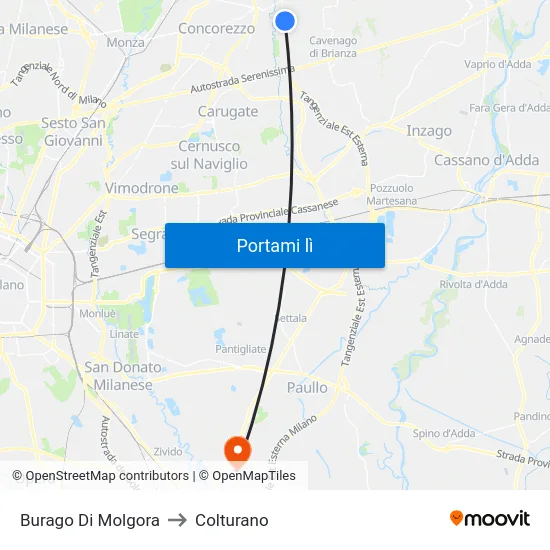 Burago Di Molgora to Colturano map