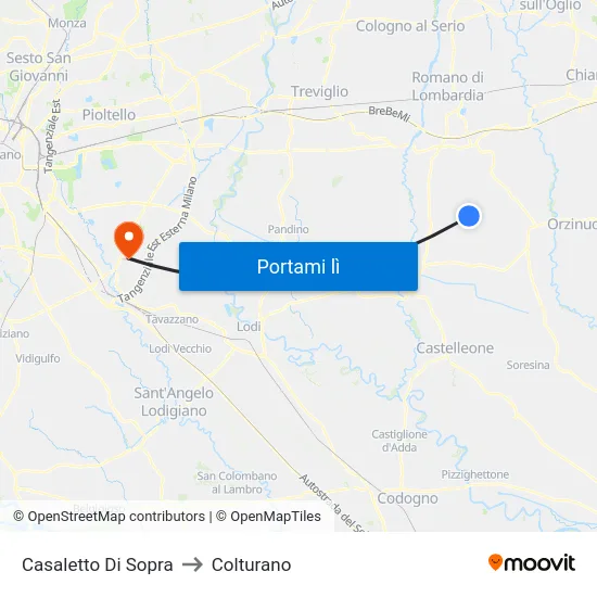Casaletto Di Sopra to Colturano map