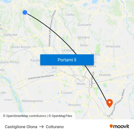 Castiglione Olona to Colturano map