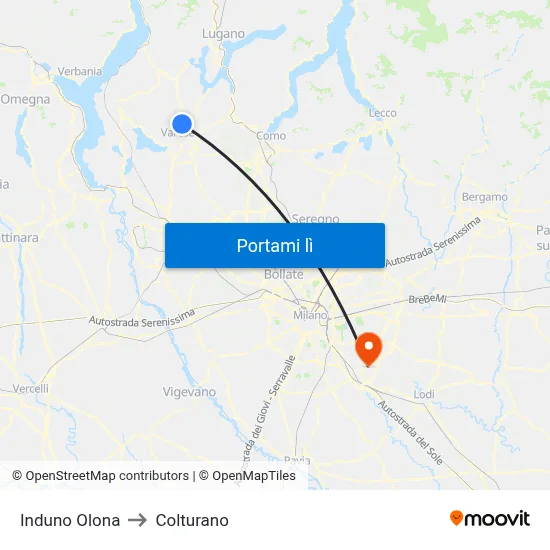 Induno Olona to Colturano map
