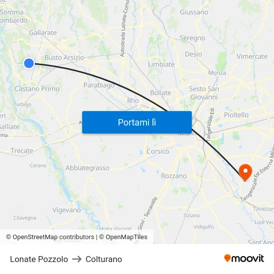Lonate Pozzolo to Colturano map
