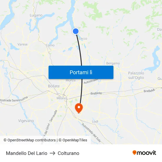Mandello Del Lario to Colturano map
