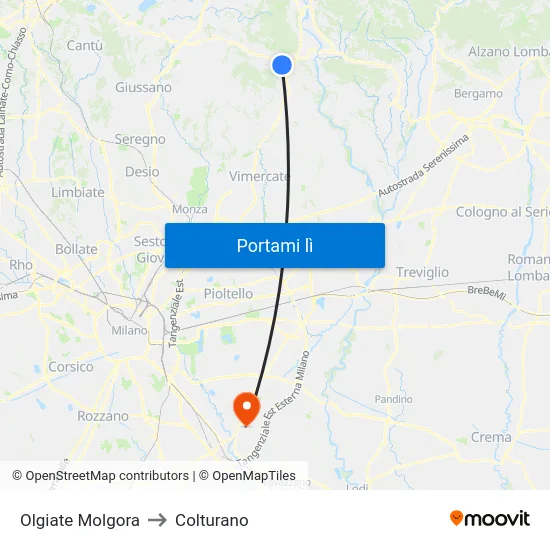 Olgiate Molgora to Colturano map
