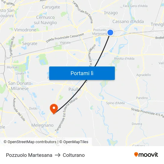 Pozzuolo Martesana to Colturano map