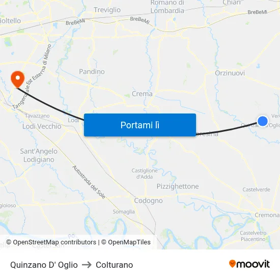 Quinzano D' Oglio to Colturano map