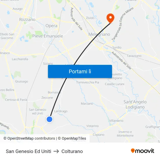 San Genesio Ed Uniti to Colturano map