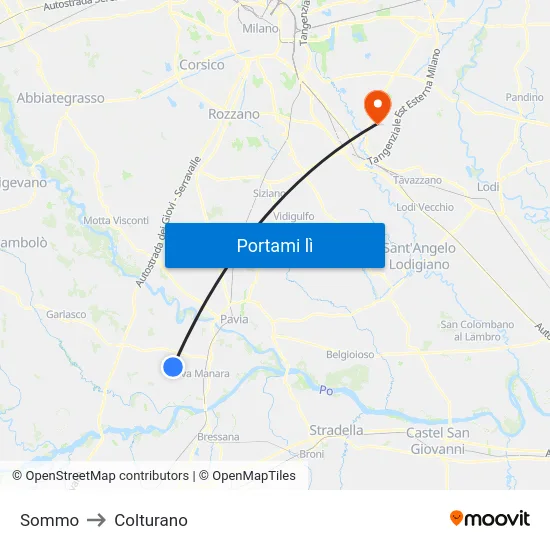 Sommo to Colturano map