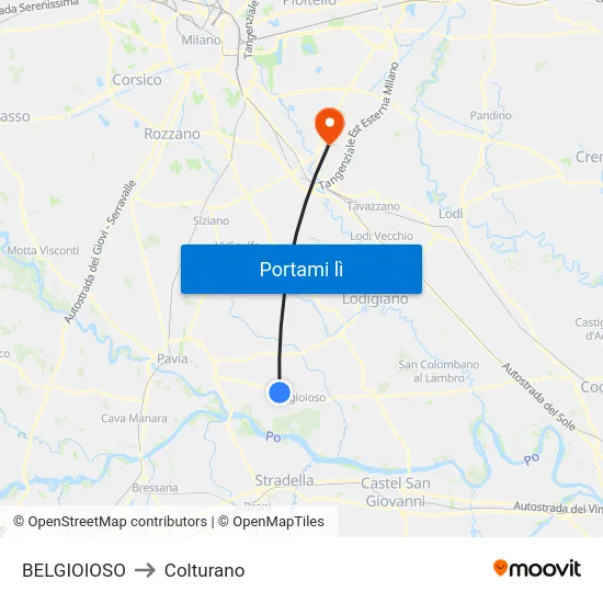 BELGIOIOSO to Colturano map