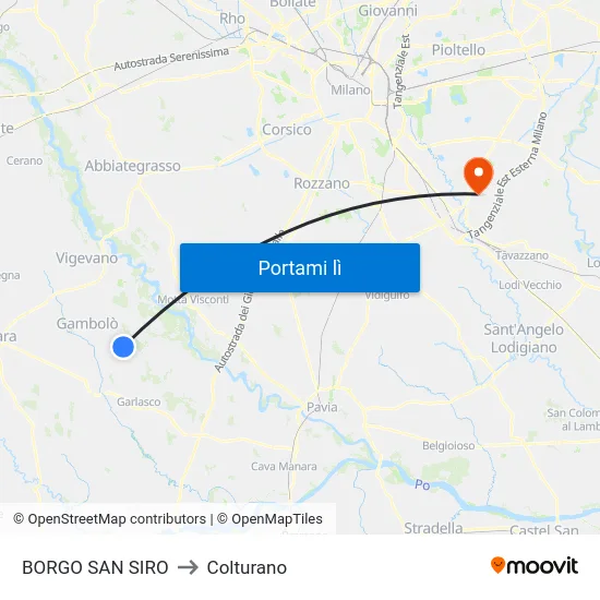 BORGO SAN SIRO to Colturano map