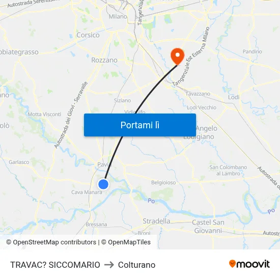 TRAVAC? SICCOMARIO to Colturano map