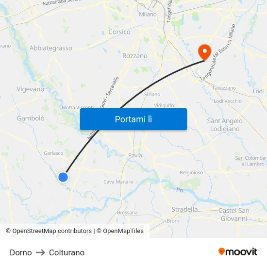 Dorno to Colturano map