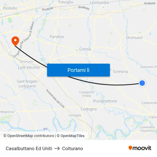 Casalbuttano Ed Uniti to Colturano map