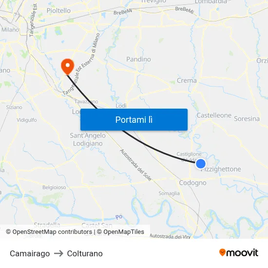 Camairago to Colturano map