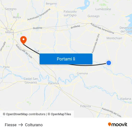 Fiesse to Colturano map
