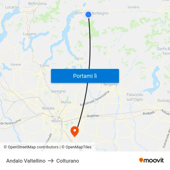 Andalo Valtellino to Colturano map
