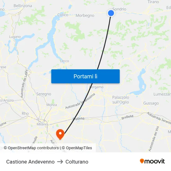 Castione Andevenno to Colturano map