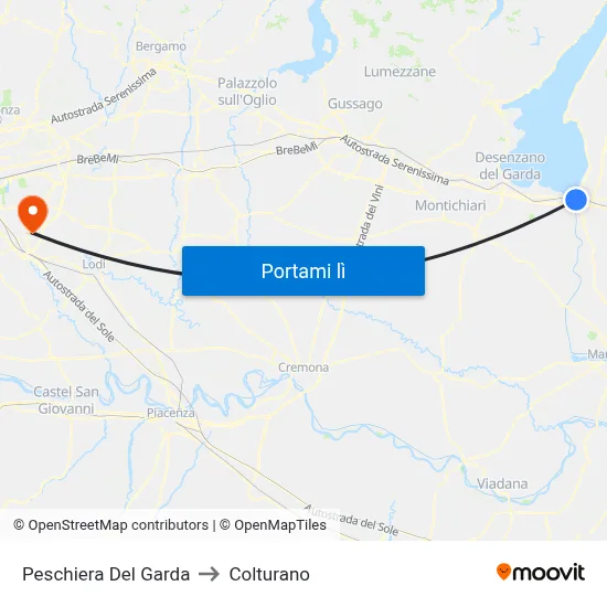 Peschiera Del Garda to Colturano map