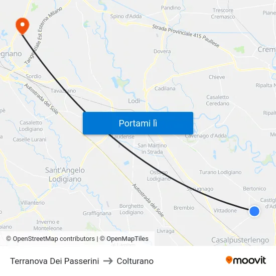 Terranova Dei Passerini to Colturano map