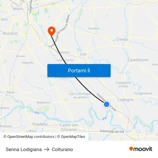 Senna Lodigiana to Colturano map