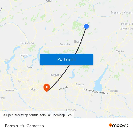 Bormio to Comazzo map