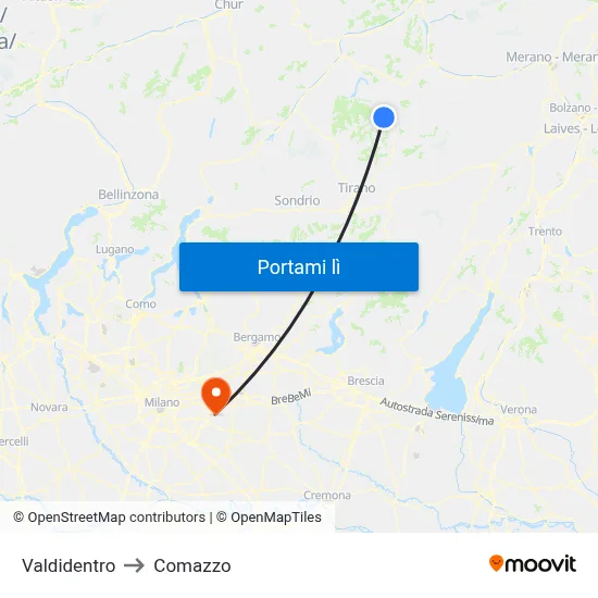 Valdidentro to Comazzo map