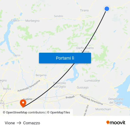 Vione to Comazzo map