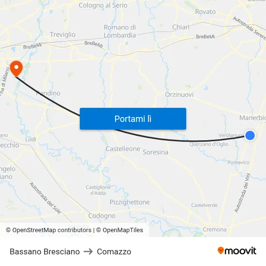 Bassano Bresciano to Comazzo map