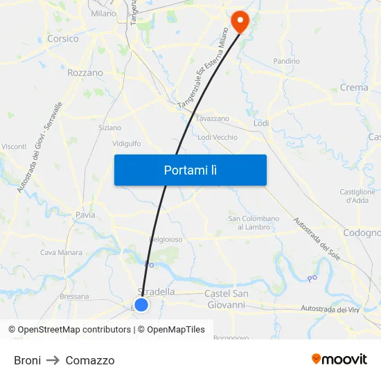 Broni to Comazzo map