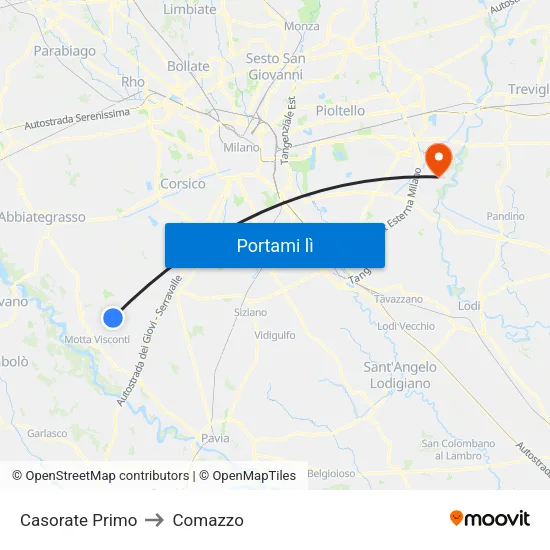 Casorate Primo to Comazzo map